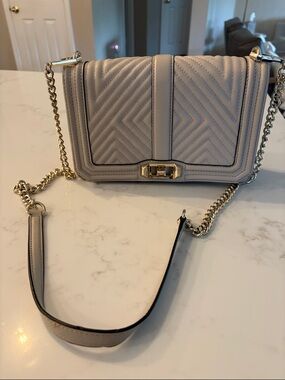 Rebecca Minkoff Quilted Crossbody Bag in Light Beige